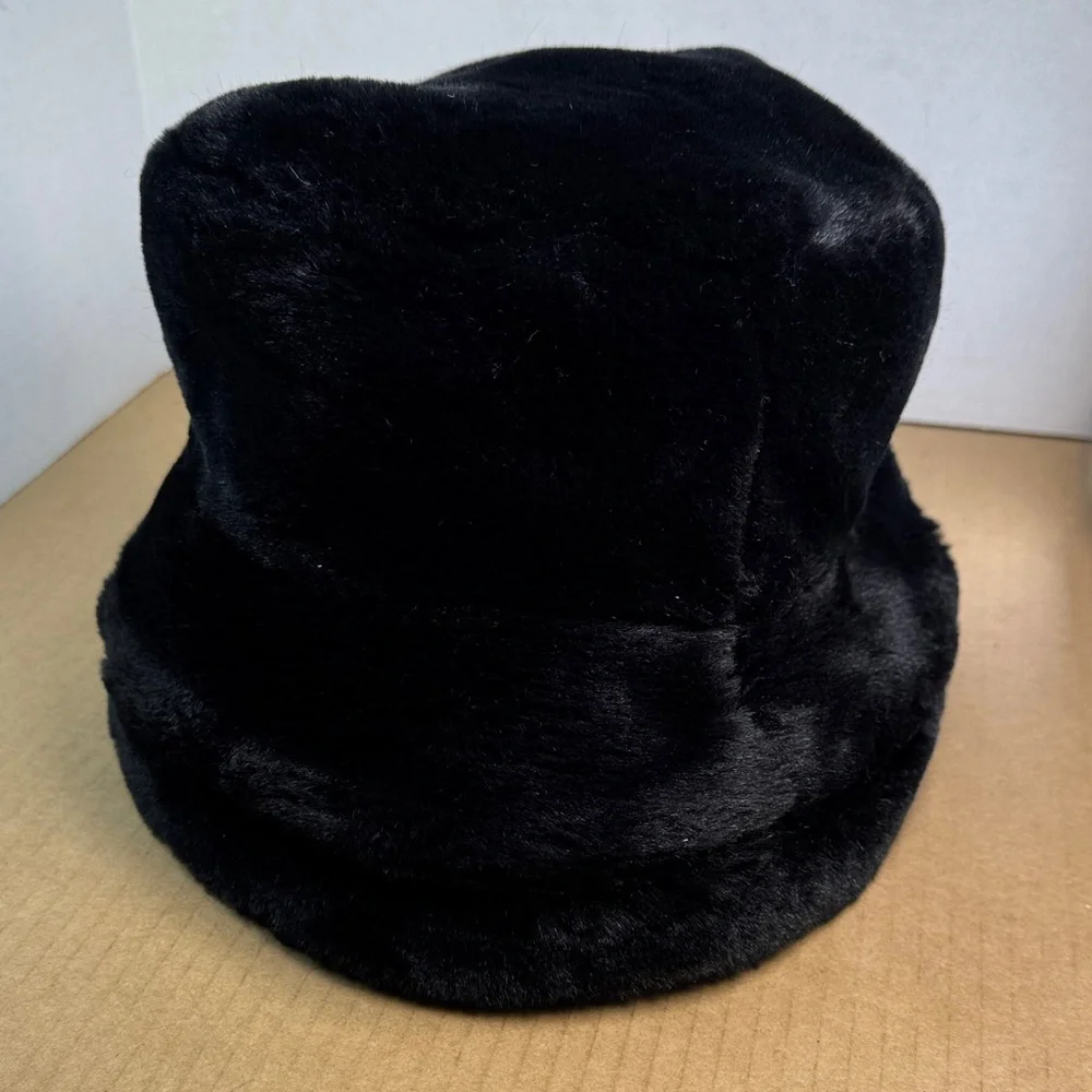 Faux Fur Black Russian Style Winter Hat Beanie